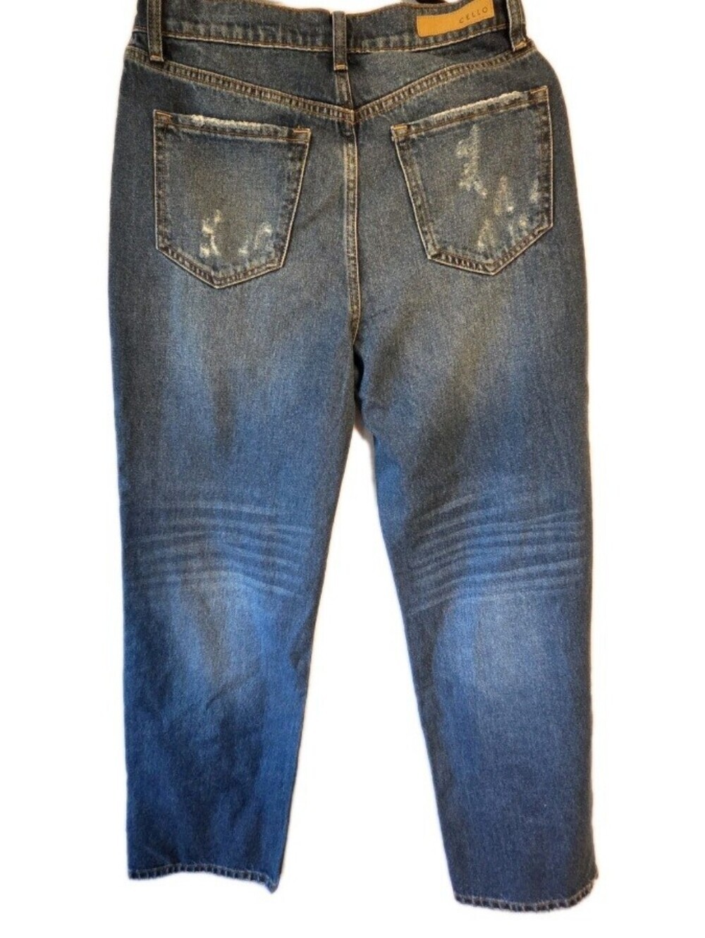 Cello Dad Jeans Super High Rise Distressed destroyed ripped baggy blue Size 9 - Picture 9 of 17
